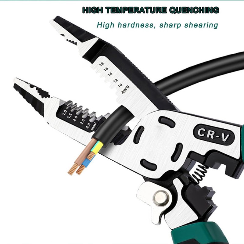 9-in-1 Wire Stripper Tool, Heavy Duty Cable Cutters, C-RV Multifunctional