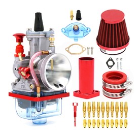 YWLUWEI YWLUWEI PWK 26mm Carburetor Kit 75cc to 125cc 2T 4T Carburetor With Air Filter Intake Pipe Manifold Main Jets Idle Jets For Mini Bike Go Kart Parts Racing (Red, 26mm)
