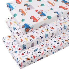 Tontukatu Changing Pad Cover Set 3 Pack Jersey Knit Ultra Soft for Baby Boys Girls Rocket Satellite/Car/Bus