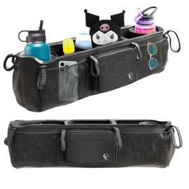 Cozee & Co. Double Stroller Organizer for Bob Duallie and Baby Jogger City Mini GT2 - Double Parent Stroller Caddy Organizer with Insulated Cup Holder and Cooler Bag, Double Baby Stroller Accessories