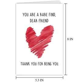 Supoeguk Sweet Heart Friendship Card for Him Her, Romantic Birthday Card for Best Friend, Bestie Birthday Card, You Are A Rare Find Dear Friend