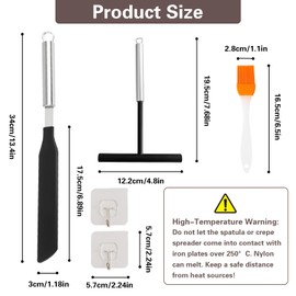 TAIXING Crepes distributor, 19.5 cm, crepe spatula with pancake scraper and oil brush, stainless steel 304 crepe distributor, dough distributor for crepes, crepes accessories for home, baking and cooking