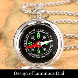 Outdoor Compass with Metal Chains, Retro Compass with Luminous Numerals, Navigation Compass, Portable Pocket Compass, Hiking, Nautical Compass, Compass Navigation Tools for Hiking, Camping (Style 3)