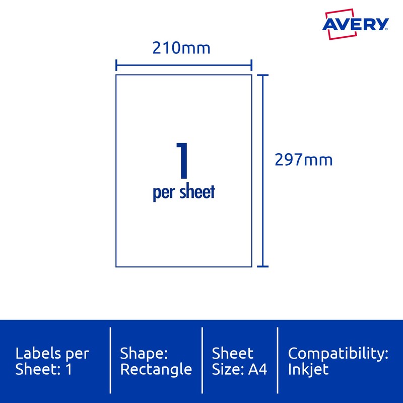 Avery A4 Magnet Sheets for Inkjet Printers - Fridge Magnets