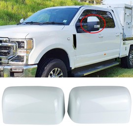 SIPIDEAUT Mirror Caps Cover Compatible with 2008-2016 Ford F250 F350 F450 Side Mirror Cover Super Duty Towing Accessories (White Style)