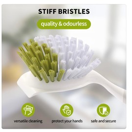 Dish Brush Scrub Brush with Handle - 3 Pack Stiff Bristles Dish Scrubber for Cleaning Dishes, Pots, Pans, Sink, Cast Iron - Hard Bristles,No Residue