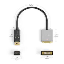 KabelDirekt – DisplayPort DP to DVI adapter – 0.15m – (maximum resolution 4K/30Hz, suitable for all graphics cards with a DP socket for connecting beamers or monitors with a DVI input) – PRO Series