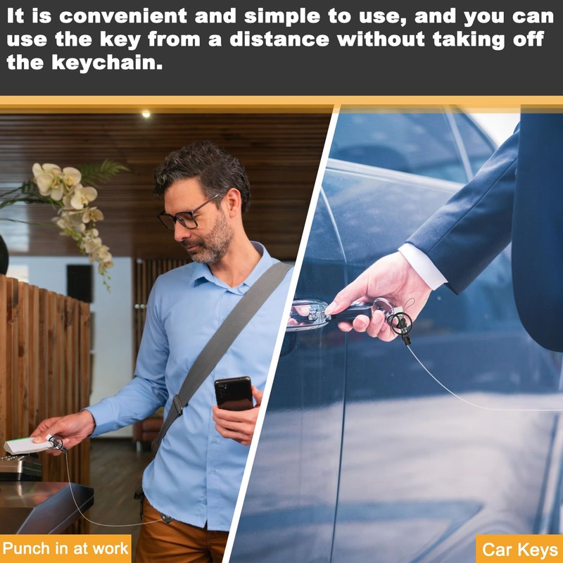 Retractable Key Fob, Pack of 2 Extendable Key Chains, Extendable