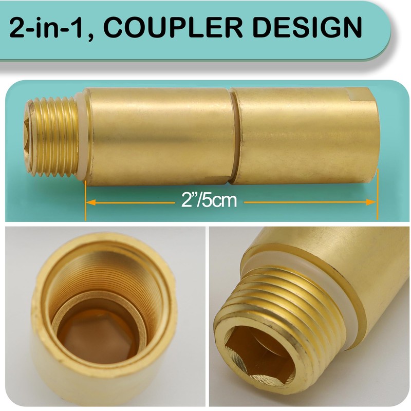(2 pcs) Upgrade Brass Pipe Plumbing Adapter with Rubber O-ring,