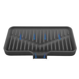 Delimux Silicone Soap Tray for Kitchen Sink Tray 10 * 5 Inch Sink Sponge Holder with Drain Spout