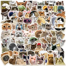 PceGan Cat Stickers, Pack of 100 Stickers, Funny Cute Waterproof Meme Stickers, Cat Stickers, Gifts for Cat Lovers, Stickers Aesthetic for Skateboard, Laptop, Adults, Children
