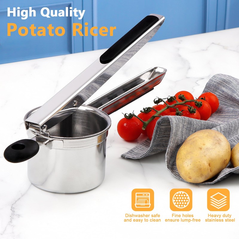 KAYCROWN Potato Ricer, Heavy Duty Stainless Steel Potato Masher and