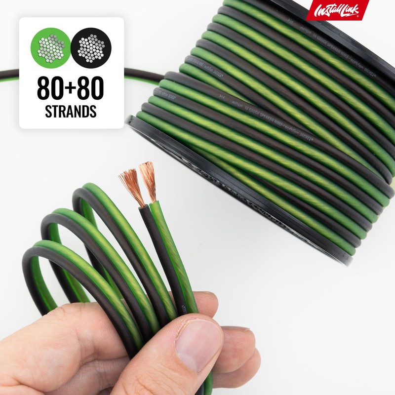 Install Link 16 AWG Gauge Speaker Wire Cable (30 Feet)