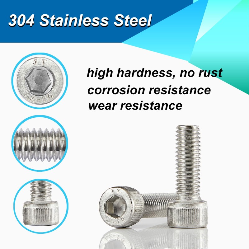Joamang M6-1.0 x 20mmSocket Head Cap Screws Bolts, 304 Stainless
