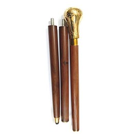 Collectible Brown Wooden Nautical Walking Stick Cane 38" Long W Brass Handle Gift Rustic Vintage Home Decor Gifts
