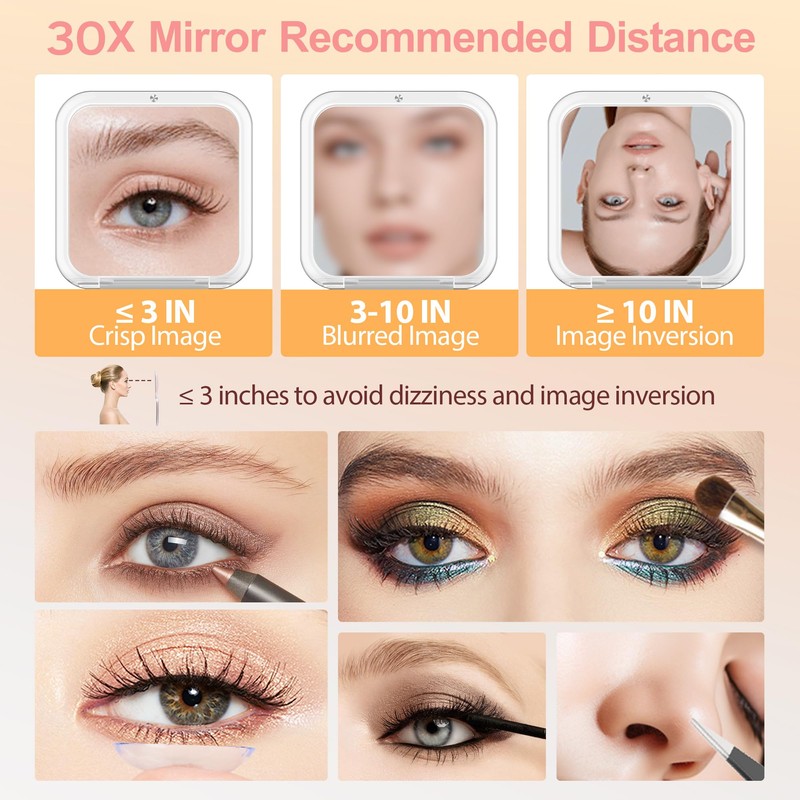 MIYADIVA Compact Mirror, 30X Magnifying Mirror, Pocket Mirror for Purse,