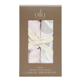 Oilo Studio Muslin Swaddle Blankets Set | Soft & Breathable Baby Wraps Muslin Blankets for Newborns | Baby Swaddle Blankets for Baby Gifts & Nursery Decor | Swaddle, Crane & Leaf Designs | 2 Pack