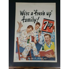 7 Up 1948 7up The Fresh Up Family Drink Soda Pop Family Paper Sign Old Store Stock WH