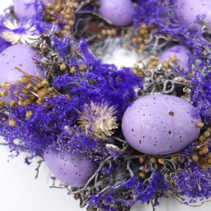 Shophaus24 Purple Wreath with Eggs, Easter Wreath Diameter 23 cm