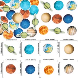 Gyufise 56Pcs Edible Outer Space Cupcake Toppers Edible Rice Paper Solar System Galaxy Universe Planets Cupcake Picks Women Men Birthday Party Anniversary Party Decorations Supplies