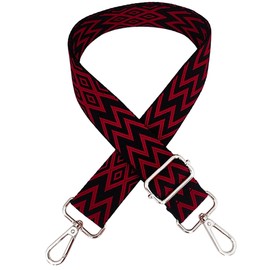 Bag Straps for Changing, Adjustable Shoulder Strap for Bags, Bag Strap Wide 3.8 cm Shoulder Strap with Carabiner Silver, Shoulder Strap for Women Carry Strap Bags DIY, Black/Red, X22