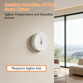 Zigbee Temperature and Humidity Sensor, Mini Temperature Sensor ZigBee Hub Required, Smart Thermometer Hygrometer with Comfort Alarm, Zigbee Temperature Sensor Compatible with Alexa/Google Home/HA/IFTTT