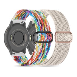 EverAct 2 Pack Braided Band 18mm Soft Nylon Compatible with Garmin Venu 3S 41mm/Venu 2S/Vivoactive 4S/Vivomove 3S/Forerunner 255S/Forerunner 265S, Quick Release Strap Wristband Loop for Women Men