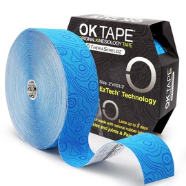 OK TAPE Kinesiology Tape Bulk 103Feet, Pro Adhesive, Water-Resistant k Tape, Elastic Athletic Tape, Latex Free, Uncut, Blue