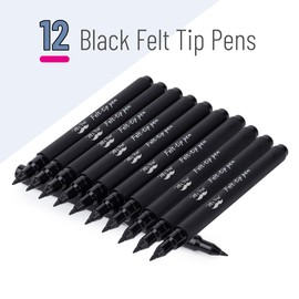 Mr. Pen- Felt tip pens, Pack of 12, 0.7mm Point Tip, Black Felt Tip Pens, Fast Dry, Planner Markers, for Arts & Crafts, Note-Taking, Journaling, School Supplies for Teachers & Students