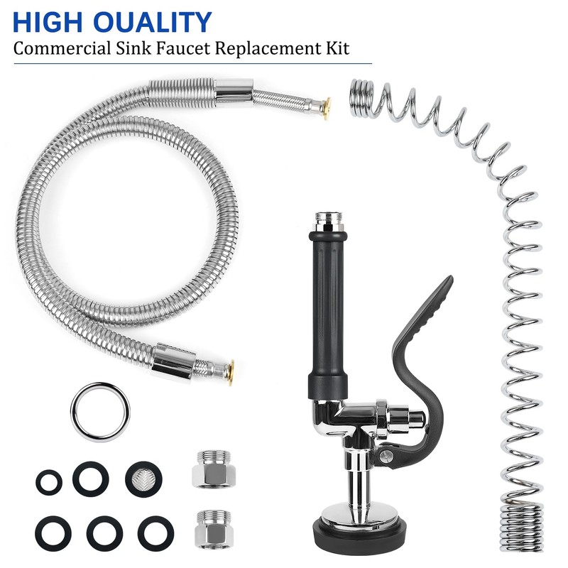 COOLWEST Pre Rinse Spray Valve with 44” Commercial Sink Sprayer