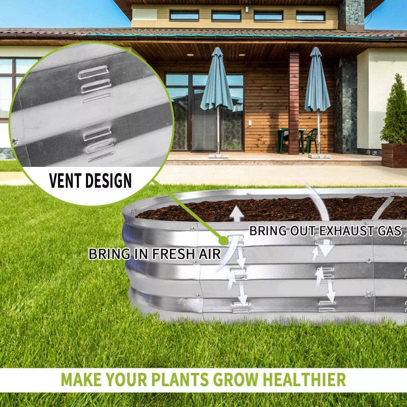 GADI Raised Garden Bed Kit for Vegetables Flower Galvanized Metal