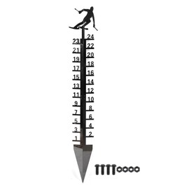 24 Inch Snow Gauge Metal Measuring Stick 90cm Height Accurate Scale Winter Snow Measurer Ruler Outdoor Christmas Decorations Black