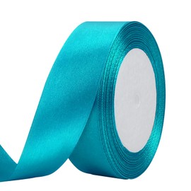 25 Yard Peacock Blue Satin Ribbon Roll, 1 Inch Fabric Ribbon for Craft Bows Rose Bouquet, Holiday Gift Wrapping, Party Decoration