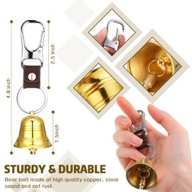 4 1.5 Inch Bear Bell with Whistle Set for Hikers Solid Brass Emergency 3 in 1 Bear Bells for Hiking Outdoor Camping Bear Protection Products for Survival Biking Fishing Climbing Self Defense Gear