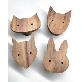 PLT Wooden Wall Hooks for Children, Animals, Children's Room, Fox, Rabbit, Dog, Cat, Decoration, Coat Hook, Coat Hook, Wardrobe, Scandi Style, Gift Idea