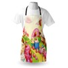 Lunarable Pink Apron, Food Theme Tasty Landscape of Candies Cupcakes