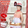 Therwen Red and White Stripe Apron Waiter Costume Soda Jerk