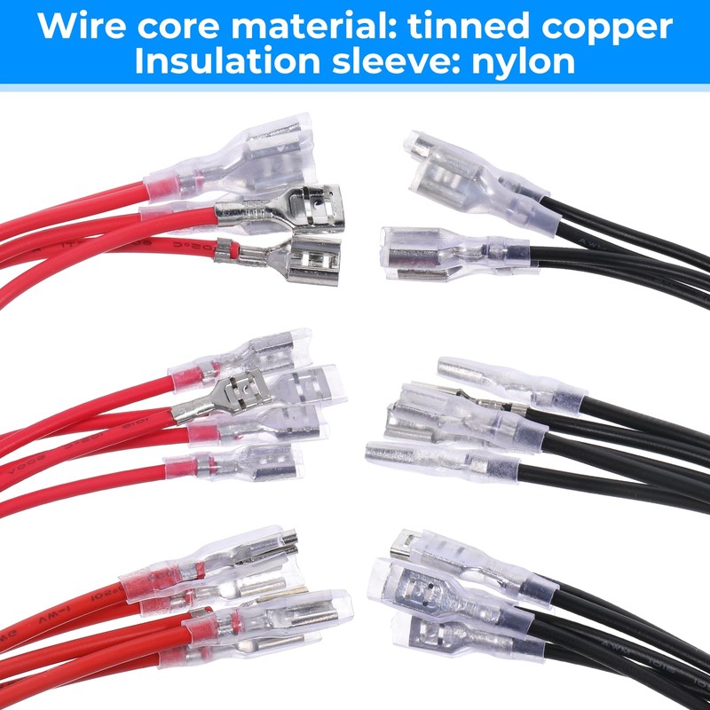 30Pcs 2.8mm 4.8mm and 6.3mm Female Spade Crimp Terminal with
