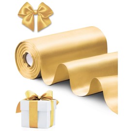 FAKILO Gold Satin Ribbon 6 Inch x 22 yd Wide Thick Ribbon for a Grand Opening Business Ribbon Cuttings Ceremony Bow Wedding Chairs Party Christmas Festival Decor