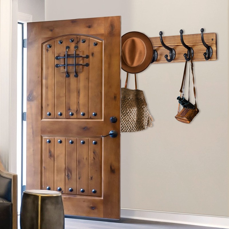 WEBI Rustic Coat Rack Wall Mount,5 Cast Iron Coat Hooks