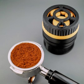 MADBALL Spirographic Planetary Gear Spinning Espresso WDT Tool, Height Adjustable Needle Stirrer, Espresso Distribution Tool For 58/54/53/51MM Protafilter (Black and Gold, 58mm)