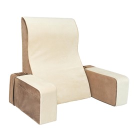 BooYeeXY Reading Pillow for Sitting in Bed Adult, Back Pillow for Bed Sitting Up, Bed Chair Pillow for Reading, Gaming, Watching TV in Bed or Floor 24.4" (Beige + Brown)