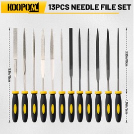 Needle Files Set, 13PCS with 6 Diamond File & 6 Steel Files, Cleaning Brush & Tool Bag for Jewlers Wood Metal Work DIY