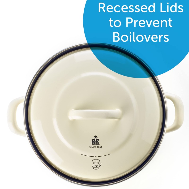 BK Indigo Dutch Heritage Round German Enamelled Casserole with Lid