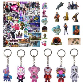 SWZY Video Game Keychains&Stickers,12pcs Video Game Keyrings for Kids,Gaming On Themed Stickers Gamer Keychain Party Bag Fillers for Boys Party Bags Cute Cartoon Keyrings