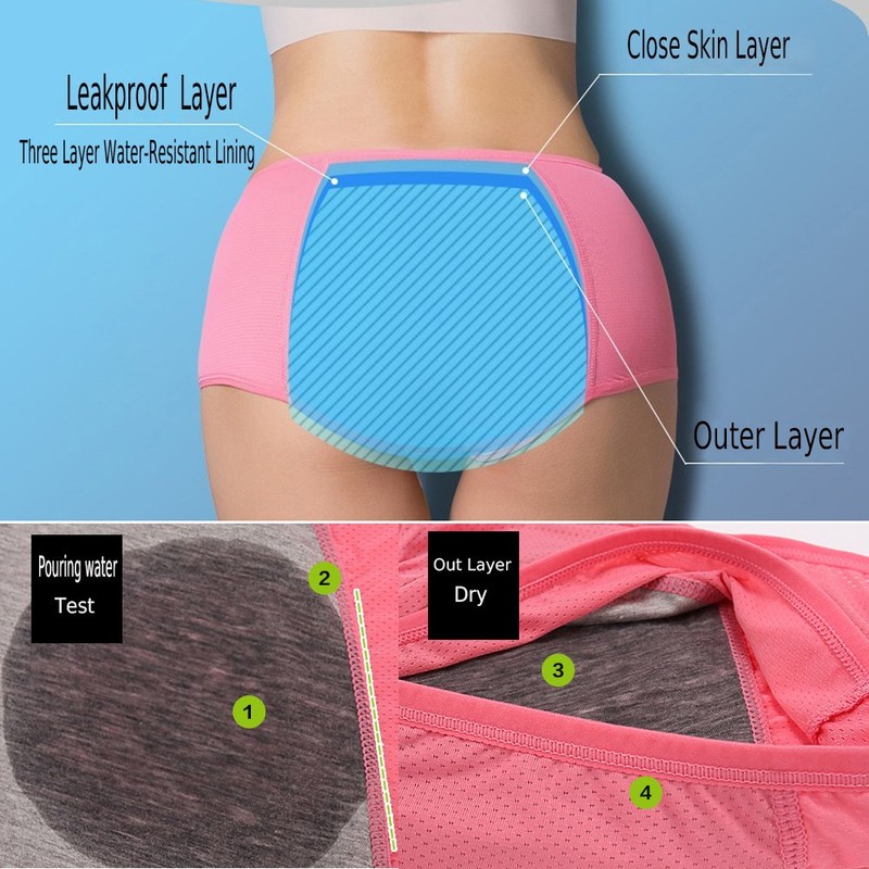 Las malla hoyos transpirable leakproof período Calzones Mulit Pack Tamaño