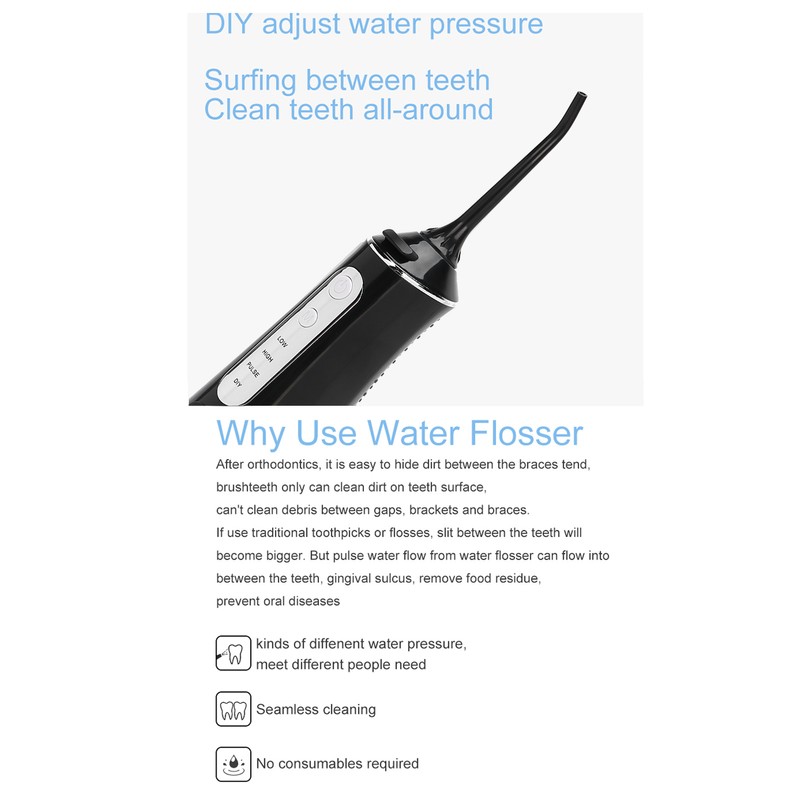 Portable Dental Oral Irrigator 300ML Water Tank Rechargeable Automatic Teeth