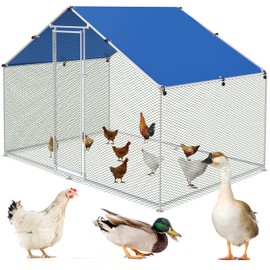 BUCATSTATE 6.6FT x 9.8FT x 6.6FT Metal Chicken Coop, Heavy-Duty Outdoor Poultry Cage with Run & Thick PE Waterproof Cover, Predator-Proof Chicken Run with Dual Lock Doors for 9-13 Hens