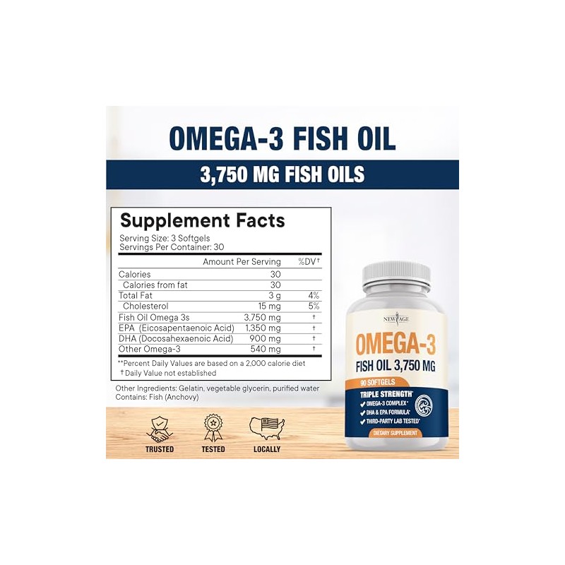 New Age Aceite de Pescado Omega 3 de Triple Potencia