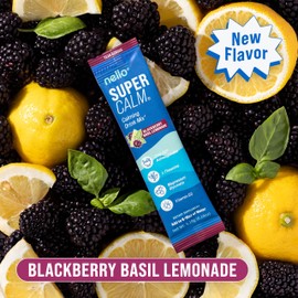 Supercalm Drink Mix -Ashwagandha KSM 66, Magnesium Glycinate & L-Theanine Supplement, Vitamin D3- Ashwagandha Root Extract- Focus and Relaxation Support (20 Travel Packets)- Blackberry Basil Lemonade